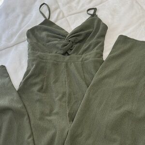 Olive Green Twisted Front Jumpsuit